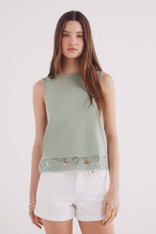 Camiseta sin Mangas con Detalle Encaje