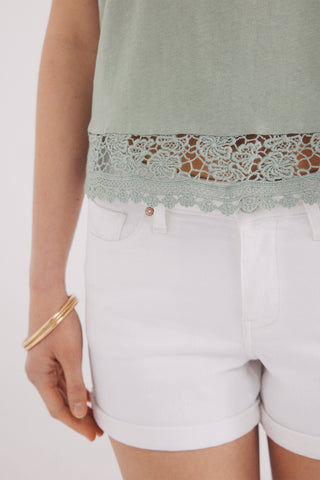 Camiseta sin Mangas con Detalle Encaje