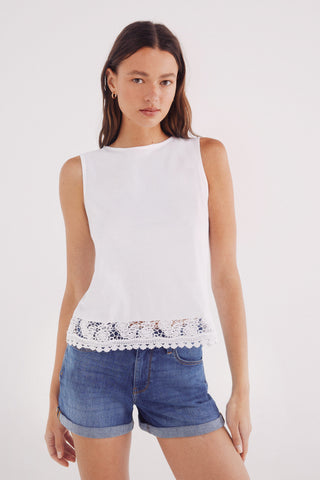 Camiseta sin Mangas con Detalle Encaje