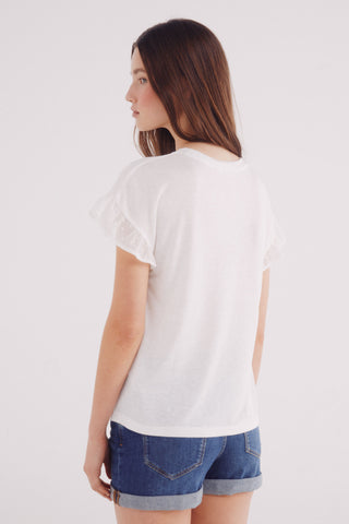 Camiseta Manga Corta con Volante