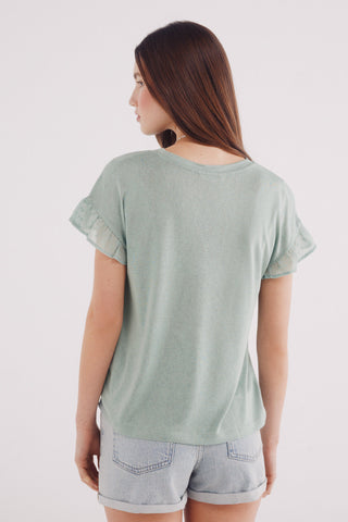 Camiseta Manga Corta con Volante