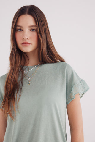 Camiseta Manga Corta con Volante