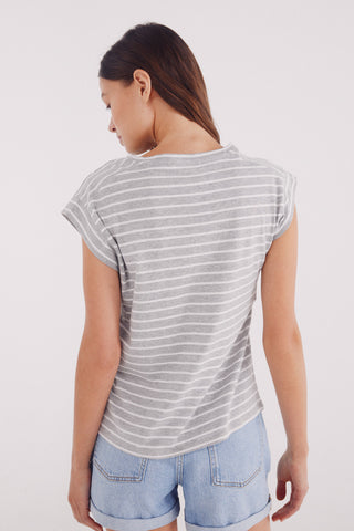 Camiseta Manga Corta Estampado de Rayas