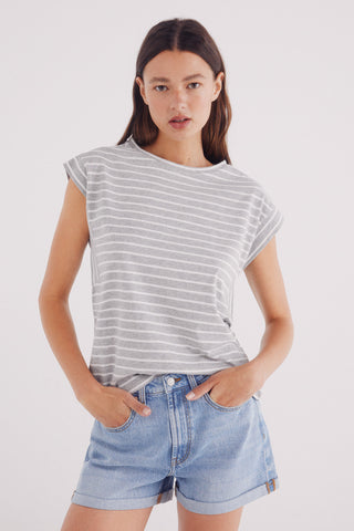 Camiseta Manga Corta Estampado de Rayas
