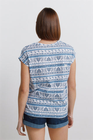 S/S Ruffled Sleeve T-Shirt.
