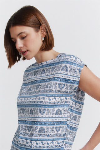 S/S Ruffled Sleeve T-Shirt.