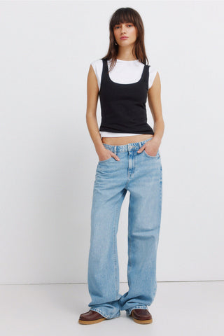 Sleeveless Square-Neck Top.