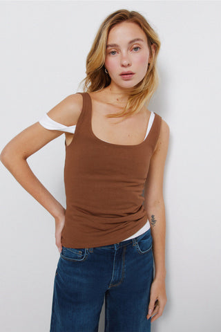 Sleeveless Square-Neck Top.