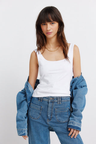 Sleeveless Square-Neck Top.