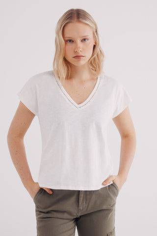 Camiseta Manga Corta con Crochet