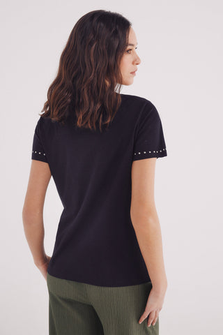 Camiseta Manga Corta con Tachas