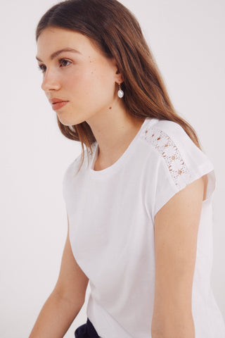 Camiseta Manga Corta con Crochet