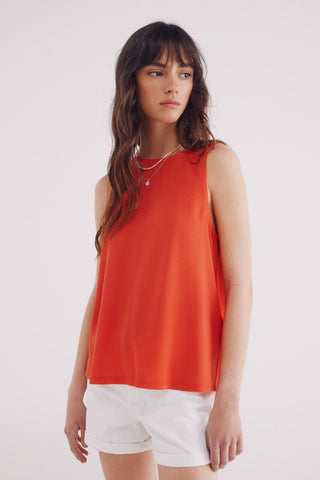 Camiseta sin Mangas Cuello Redondo