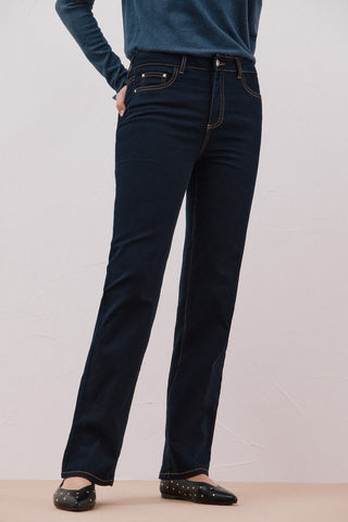 Jeans Recto Talle Alto con Bolsillos