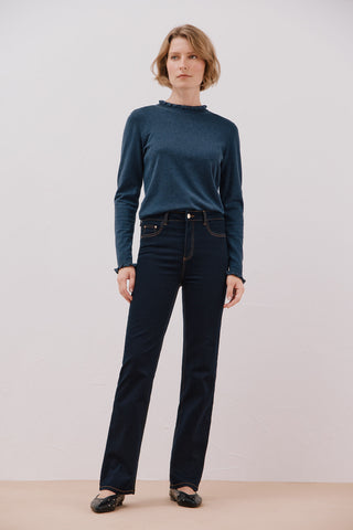 Jeans Recto Talle Alto con Bolsillos