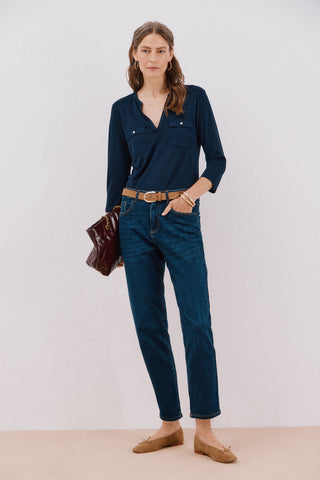 Jeans Mom Talle Medio con Bolsillos
