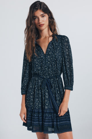 Vestido Manga Larga con Estampado Floral