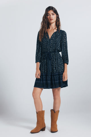 Vestido Manga Larga con Estampado Floral