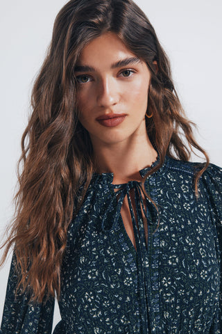 Vestido Manga Larga con Estampado Floral
