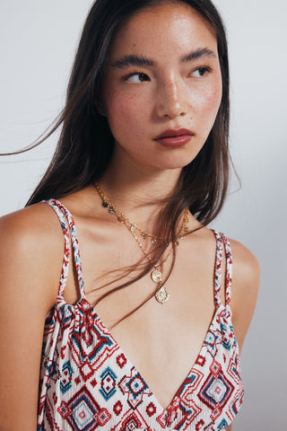 Vestido de Tirantes con Estampado Geométrico