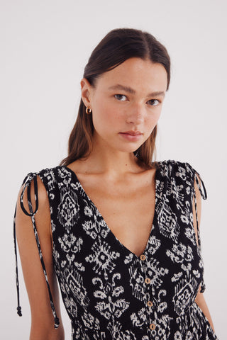 2.T.A.Corto Rib Sm Ikat Negro.