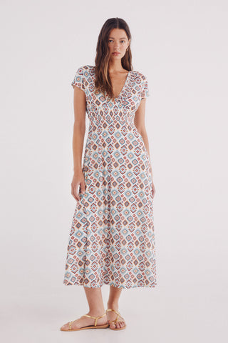 Vestido Midi con Estampado de Rombos