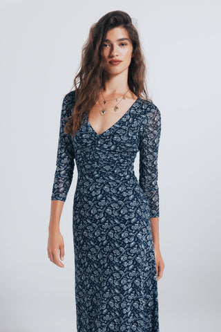 Vestido Manga Larga con Estampado Floral
