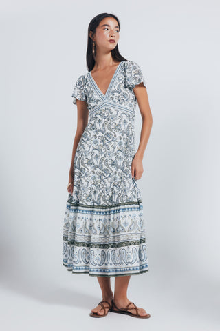 Vestido Manga Corta con Estampado Floral