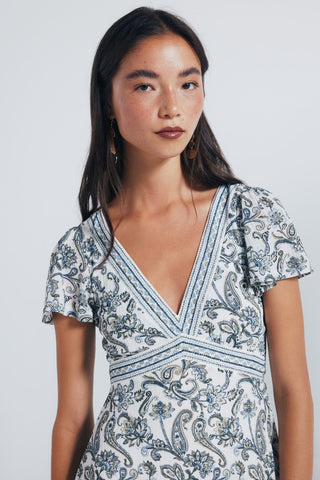 Vestido Manga Corta con Estampado Floral