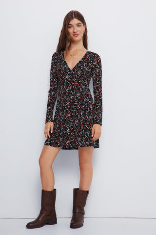 Vestido Manga Larga con Estampado Floral