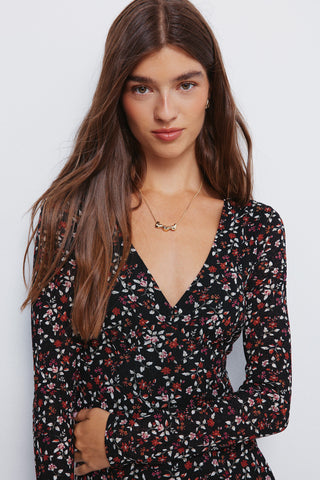 Vestido Manga Larga con Estampado Floral