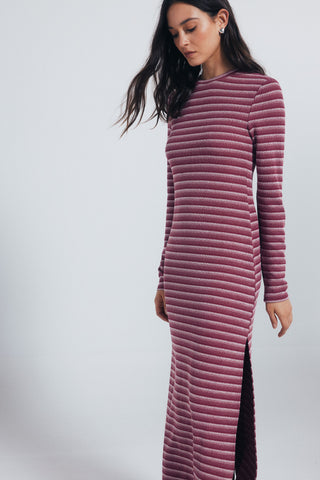 Vestido Midi Ajustado con Estampado Rayas