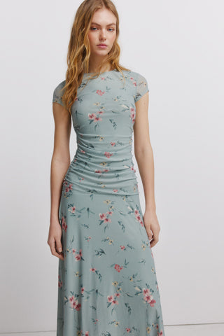V-Neck Midi Dress With Lace.
