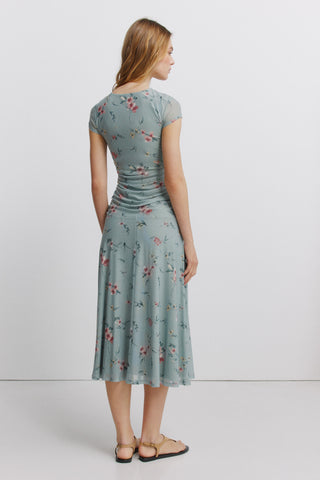 V-Neck Midi Dress With Lace.