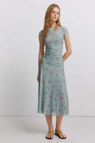 V-Neck Midi Dress With Lace.