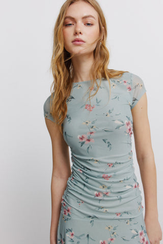 V-Neck Midi Dress With Lace.