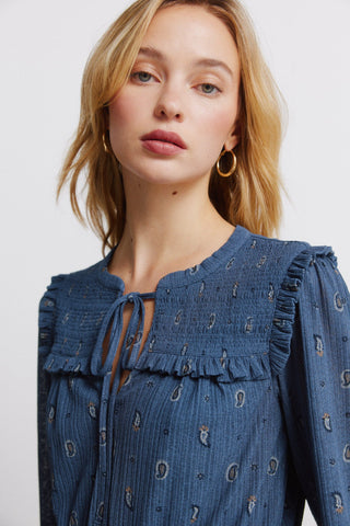 Vestido Manga Larga con Detalle Volantes