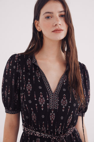 Vestido Manga Corta con Estampado