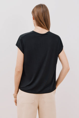 Blusa Manga Corta Satinada con Abertura