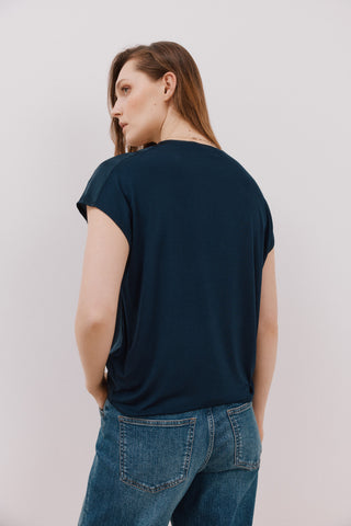 Blusa Manga Corta Satinada con Abertura