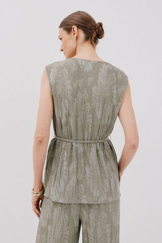 Blusa Tejido Jacquard con Hebilla.