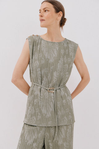 Blusa Tejido Jacquard con Hebilla.
