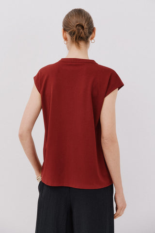 Camiseta Básica con Cuello Mao