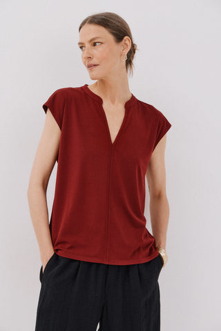 Camiseta Básica con Cuello Mao