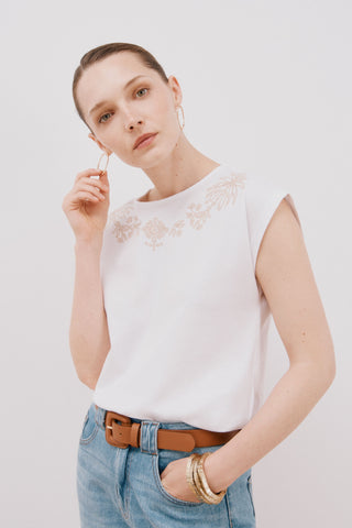 Camiseta sin Mangas con Bordado