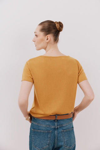 Camiseta Manga Corta Efecto de Lino