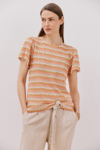 Blusa Cuello Redondo Manga con Volantes