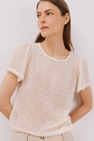 Blusa Cuello Redondo Manga con Volantes