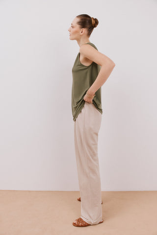 Blusa sin Mangas con Detalle Plisado