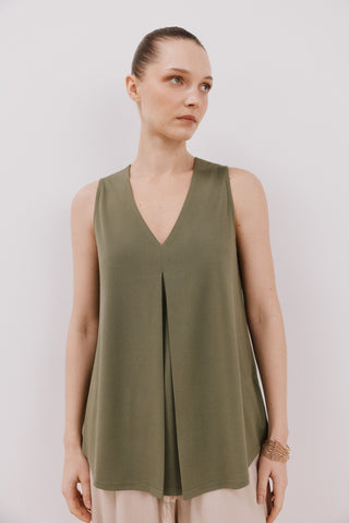 Blusa sin Mangas con Detalle Plisado